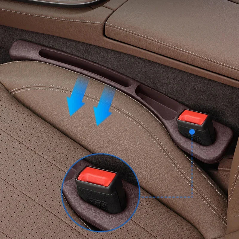 Car Seat Gap Filler & Organizer (Set of 2) - PU Leather, Leakproof, Universal Fit - Catches Phones, Keys, Coins, Drops