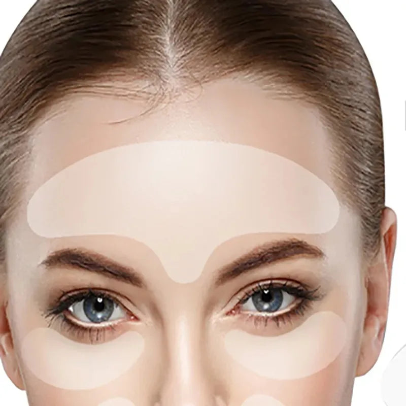 Reusable Silicone Anti-Wrinkle Patches - Forehead, Eye & Hand Smoothing Pads, Wear Overnight for Plumper, Smoother Skin