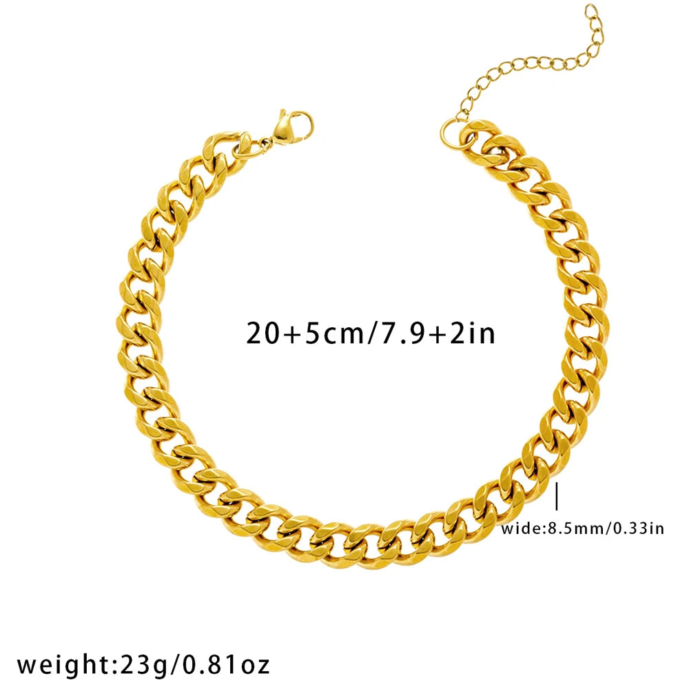 Gold Anklet — Chunky Cuban Link, Waterproof, Durable, Tarnish-Resistant, Everyday Wear
