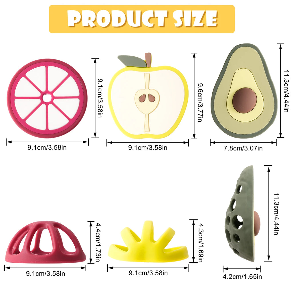 Fruit & Veggie Silicone Baby Teether - BPA-Free, Food-Grade, Sensory Texture for Sore Gums & Molar Relief (10 Cute Designs)