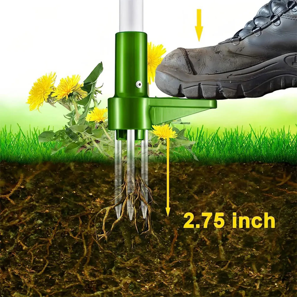 Stand-Up Weed Puller — Ergonomic Handle, Manual, Long Reach, Stainless Steel, Garden Tool