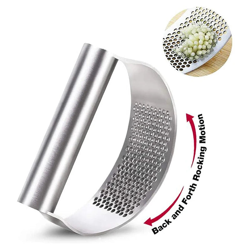 Stainless Steel Rocker Garlic Press - One-Hand Crusher for Garlic, Ginger & Herbs (No Peeling Needed, Dishwasher Safe)