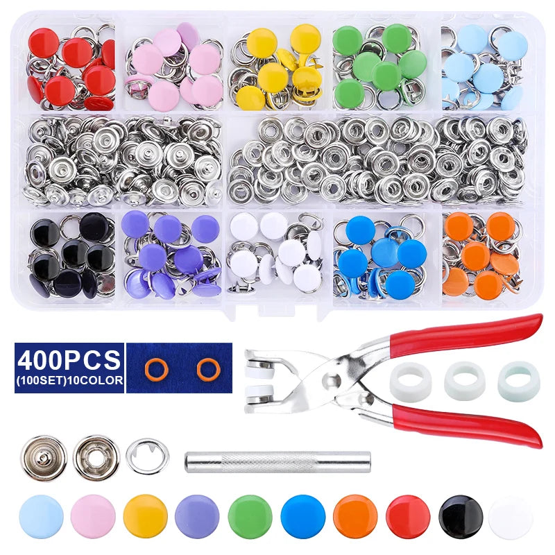 Snap Button Pliers Kit — 100pcs, Durable, Heavy-Duty, DIY, Crafting