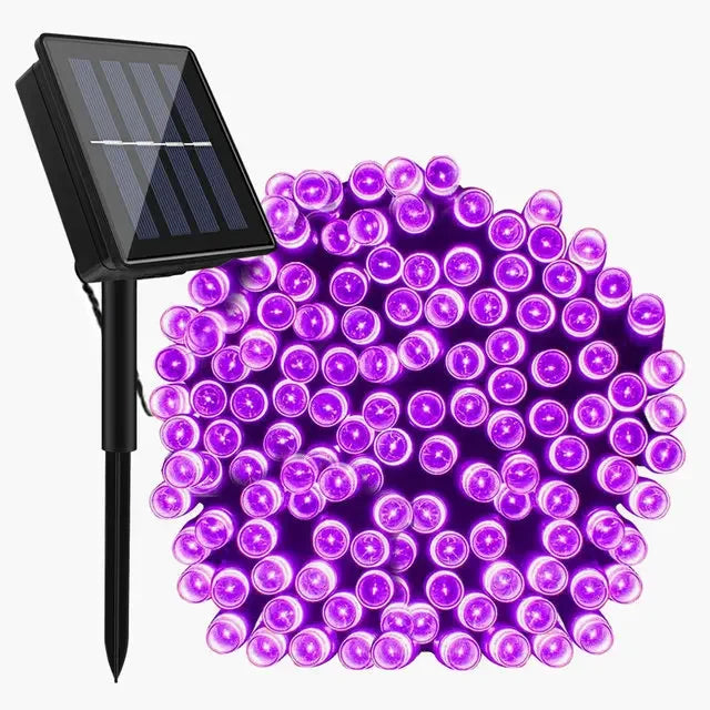 Solar String Lights — Outdoor Patio, Waterproof, Warm White, Dimmable, Shatterproof