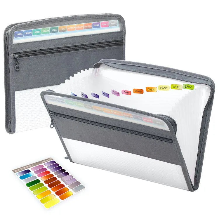 Accordion File Organizer — 13 Pockets, A4 Size, Letter Size, Expandable, Portable