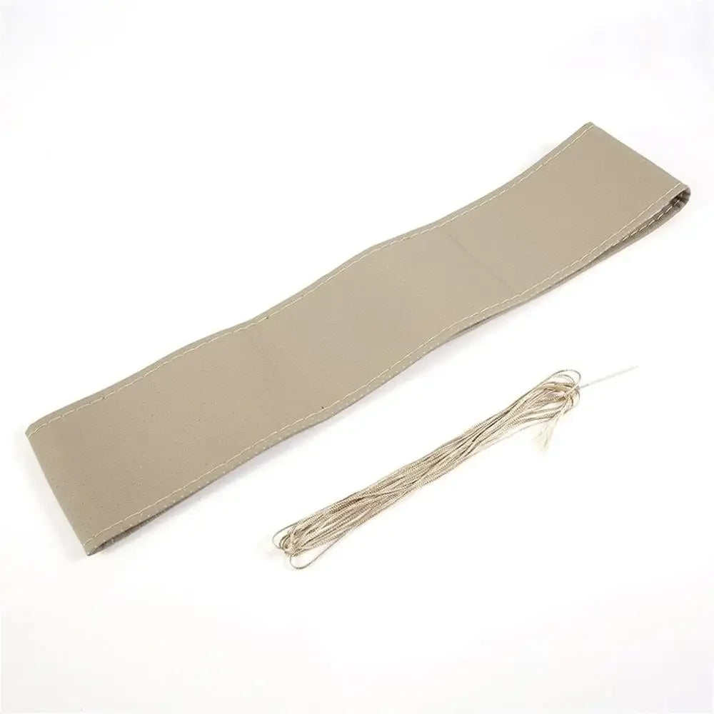 Hand-Stitched PU Leather Steering Wheel Cover - Custom-Fit DIY Kit with Needle & Thread, Non-Slip Grip (Fits 14.5-15.5")