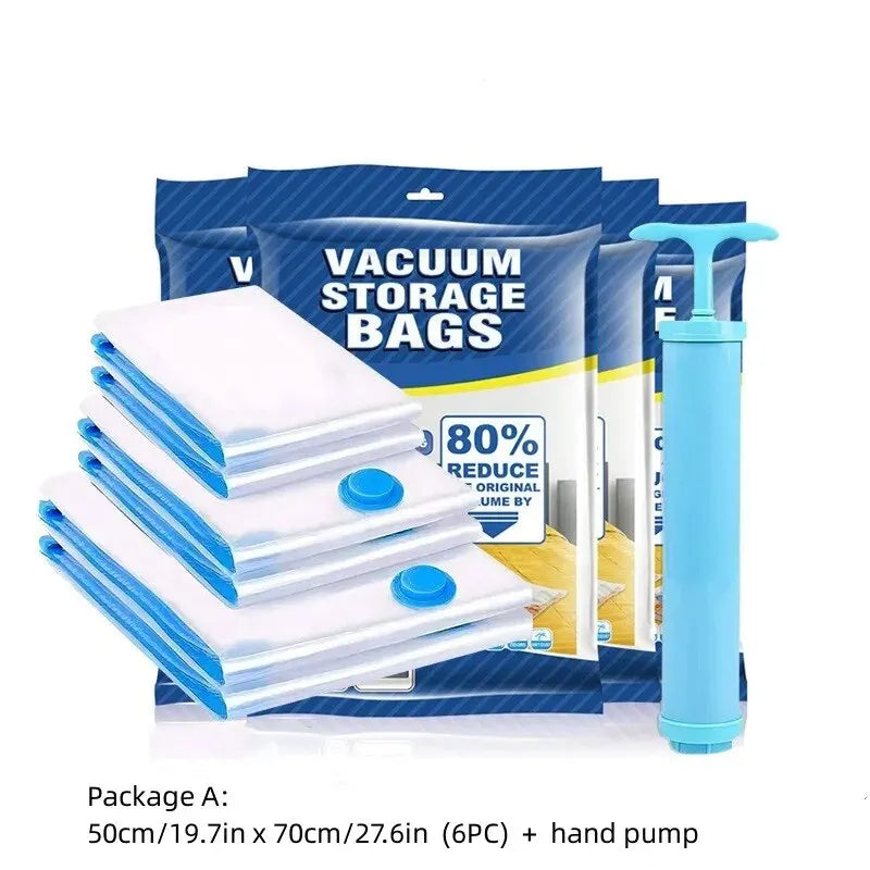 Electric Vacuum Storage Bag Kit with Mini Pump - Compress Clothes, Bedding & Travel Luggage by 75% in 60 Seconds