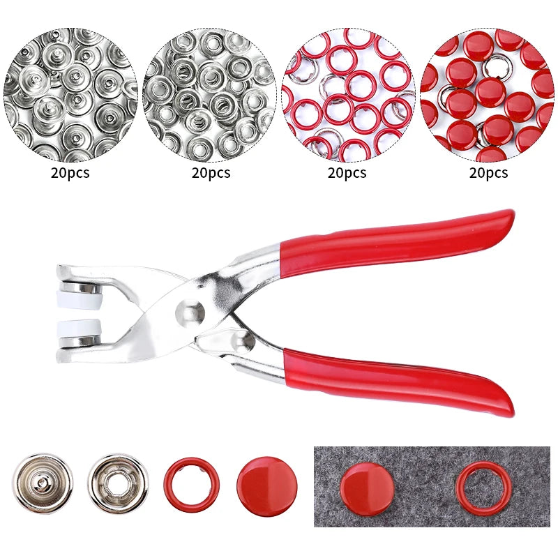 Snap Button Pliers Kit — 100pcs, Durable, Heavy-Duty, DIY, Crafting