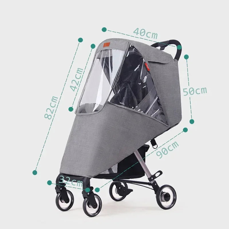 Stroller Rain Cover — Windproof & Waterproof, Universal Fit, Clear Visibility, Breathable, Easy Install