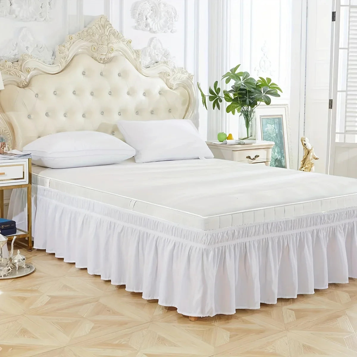 Bed Skirt — Wrinkle-Resistant, Easy Fit, Dust Ruffle, Platform-Free, All-Around Elastic, Durable Microfiber