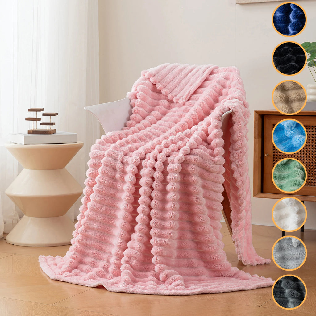 Fleece Throw Blanket — Ultra Soft, Warm, Cozy, Lightweight, Reversible, Machine Washable