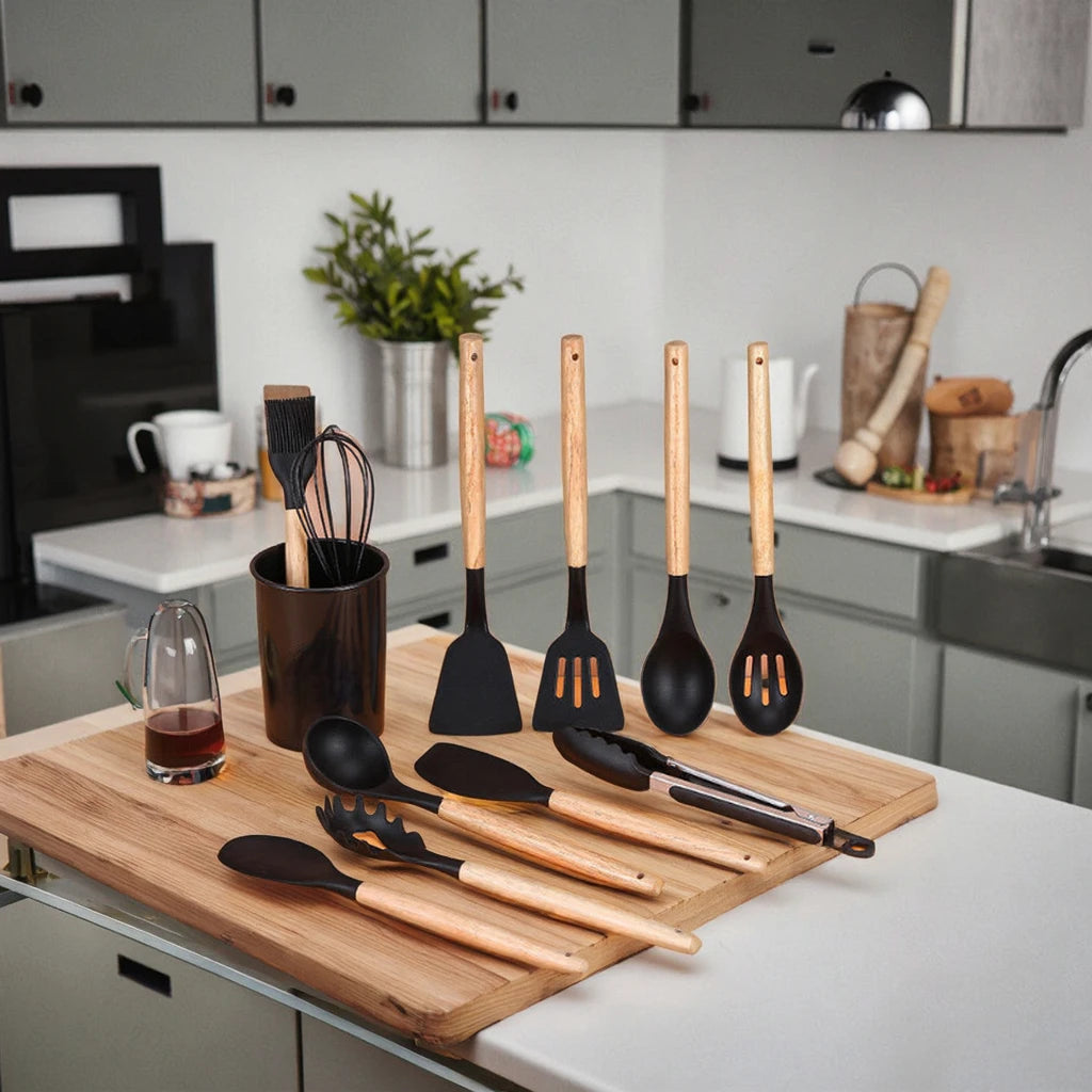 Silicone Utensils Set — 28-Piece, Heat-Resistant, Non-Stick, BPA-Free, Ergonomic Handle