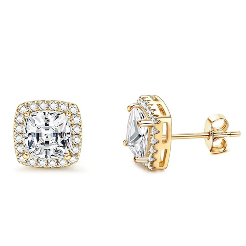 Zircon Stud Earrings — 4-Piece Set, Halo, Dainty, Hypoallergenic, Giftable
