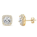 Zircon Stud Earrings — 4-Piece Set, Halo, Dainty, Hypoallergenic, Giftable