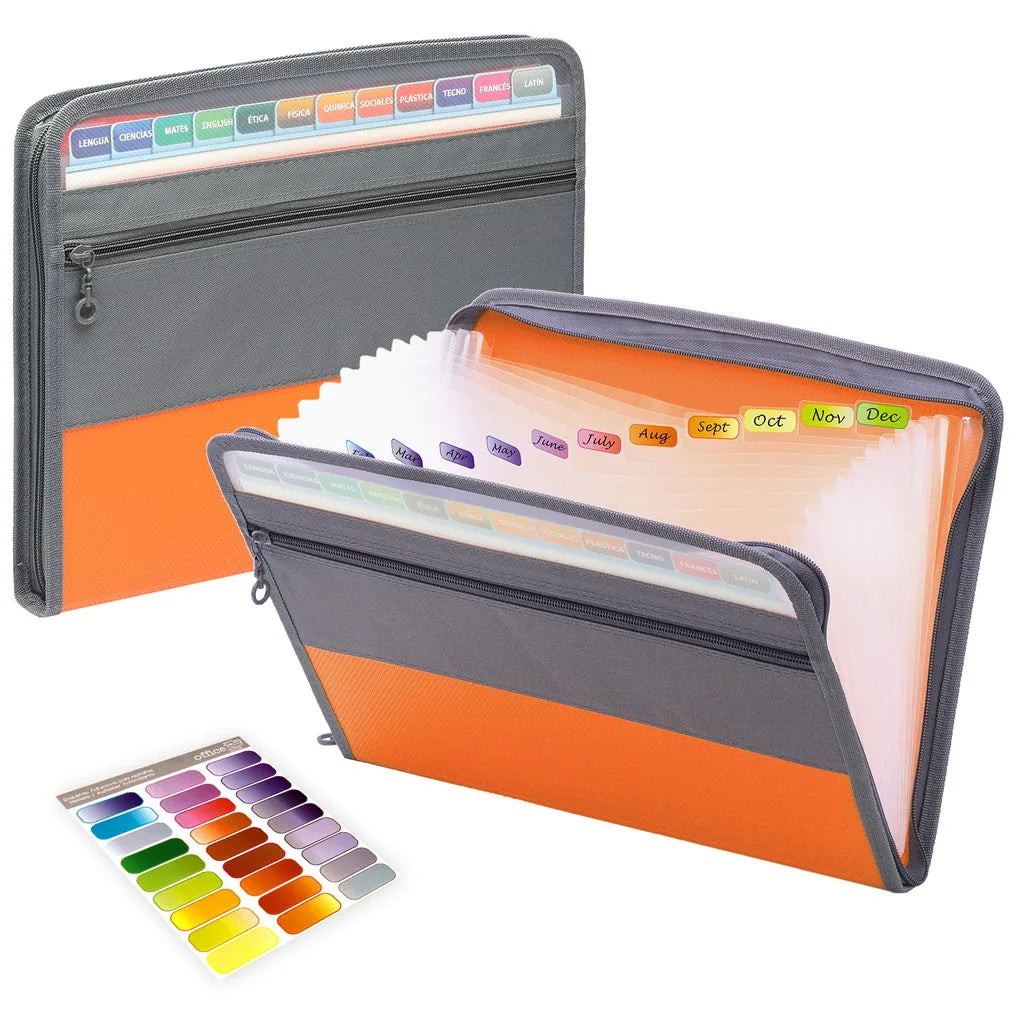 Accordion File Organizer — 13 Pockets, A4 Size, Letter Size, Expandable, Portable