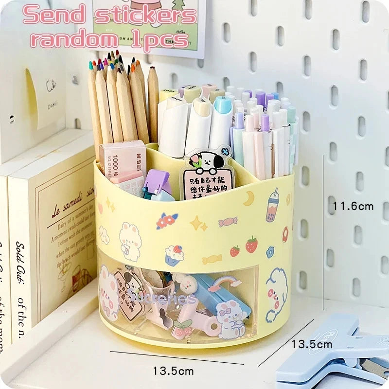 Rotating Desk Organizer - Multi-Compartment Pen Holder, 360 Spinning Office Stationary Caddy, Pencil Storage Box, Home Office Desktop Organizer