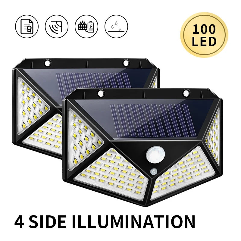 Solar Motion Security Light — Waterproof, Bright, Wireless, Outdoor, Wall-Mounted, Dusk-to-Dawn