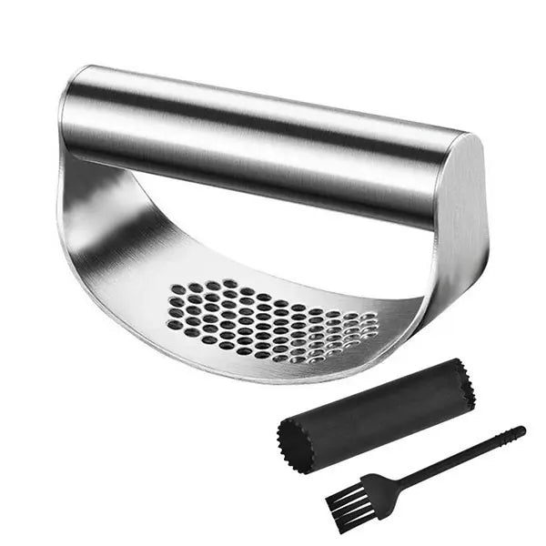 Stainless Steel Rocker Garlic Press - One-Hand Crusher for Garlic, Ginger & Herbs (No Peeling Needed, Dishwasher Safe)
