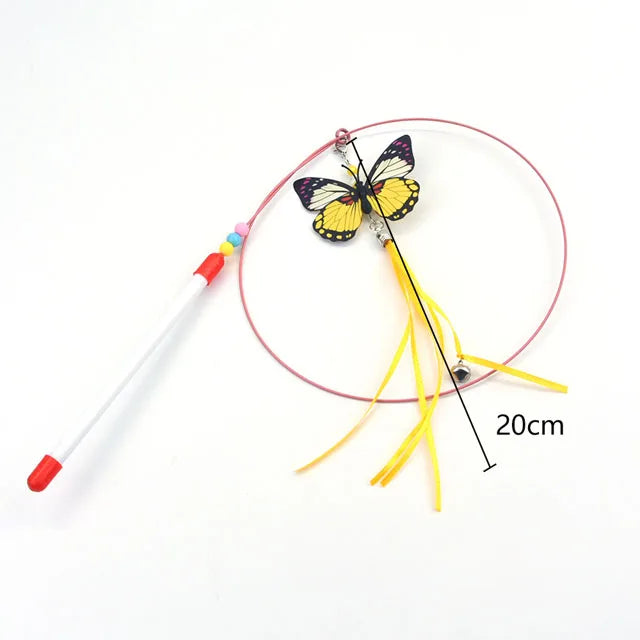 Interactive Cat Teasing Wand - Feather + Bell + Plush Mouse Wire Toy, 14 Color Variants for Indoor Play & Exercise