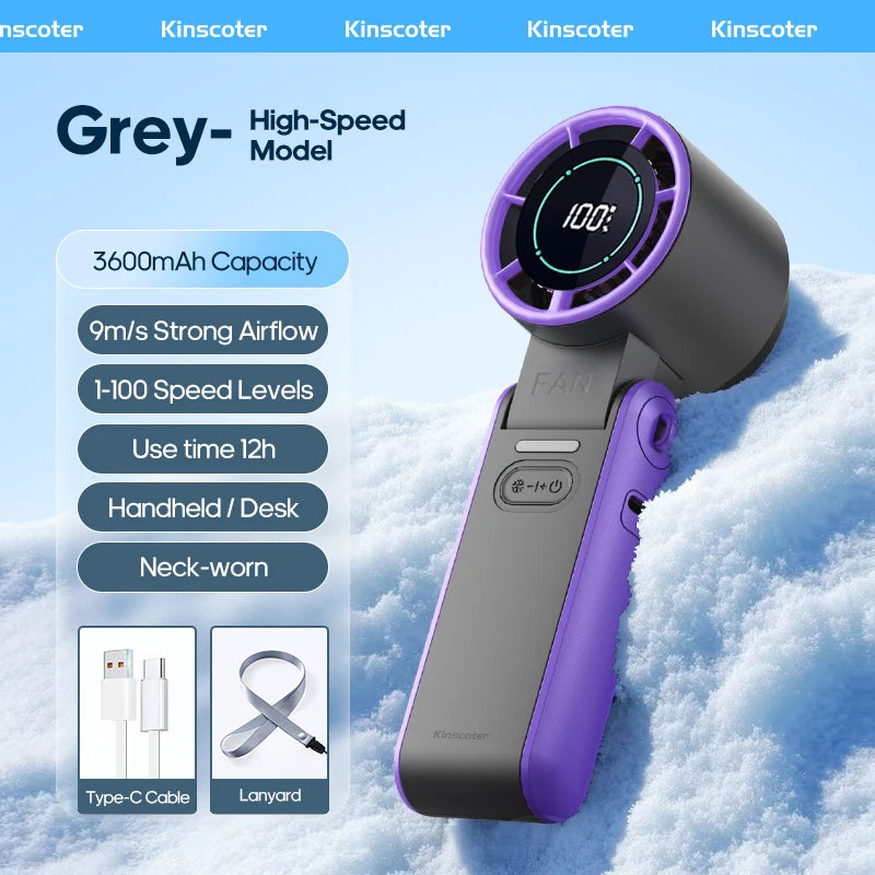 Handheld Turbo Fan — Portable, Rechargeable, Cordless, Personal, Mini, Quiet