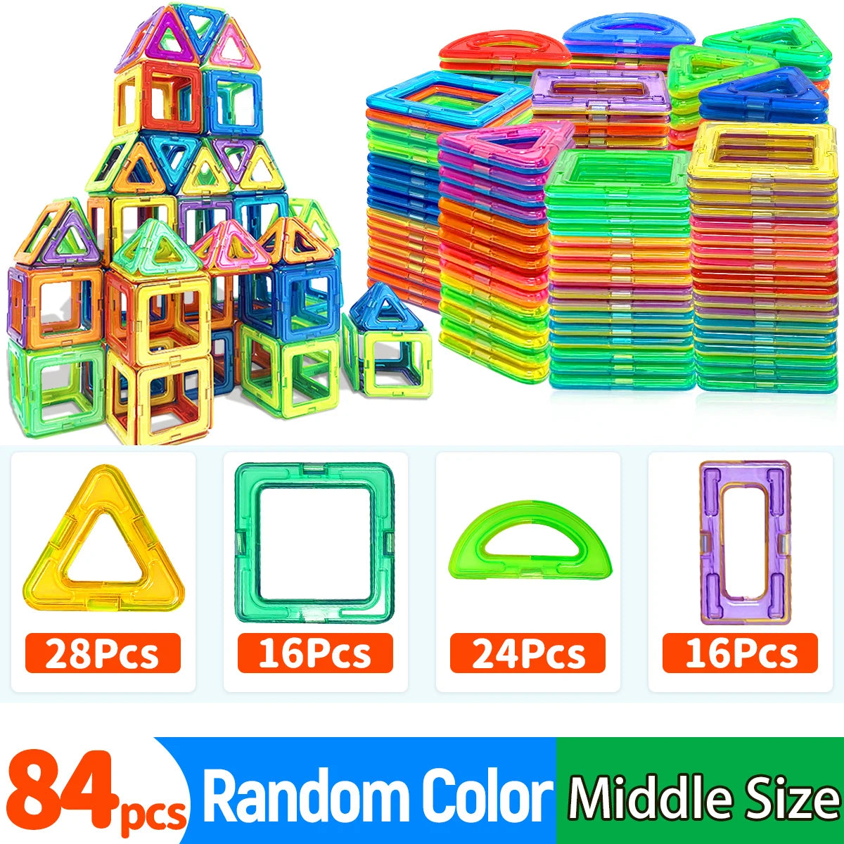 Magnetic Building Blocks — Large Set, Kids' Educational, STEM Toy, Creative Play, Durable