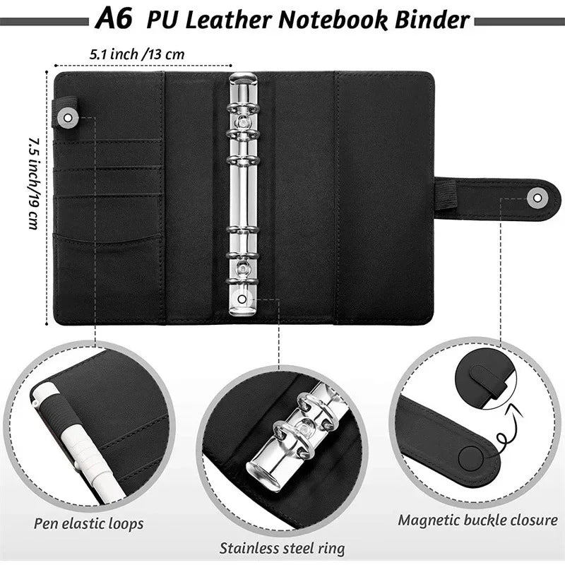 A6 Savings Notebook — Budget Planner, Cash Envelopes, Expense Tracker, Financial Organizer, PU Leather Cover