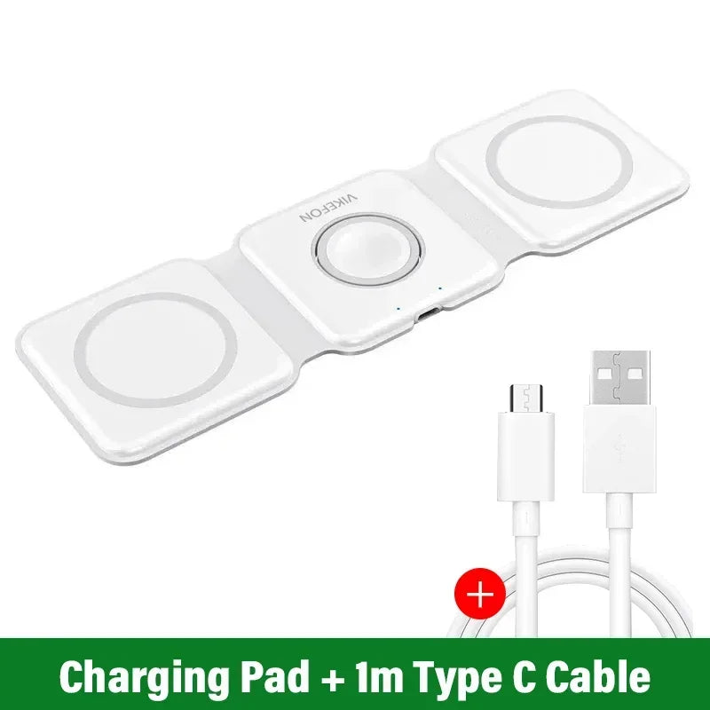 3-in-1 Wireless Charger Stand — Fast Charging, Universal Compatibility, Space Saving, iPhone, Apple Watch, AirPods