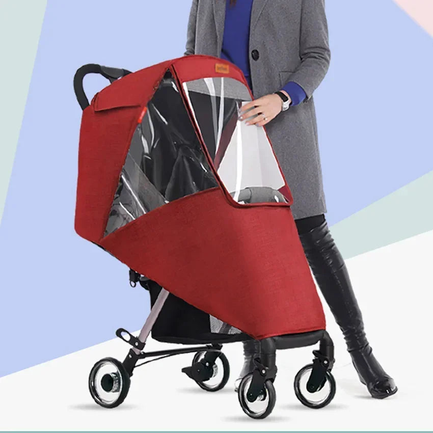 Stroller Rain Cover — Windproof & Waterproof, Universal Fit, Clear Visibility, Breathable, Easy Install