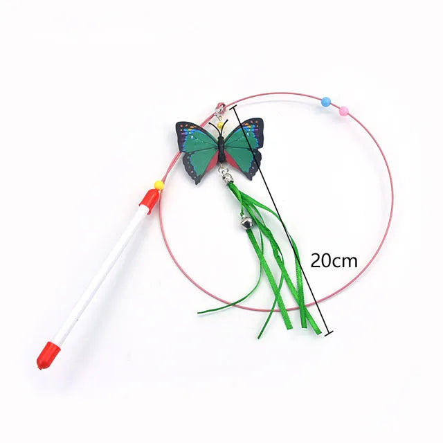 Interactive Cat Teasing Wand - Feather + Bell + Plush Mouse Wire Toy, 14 Color Variants for Indoor Play & Exercise
