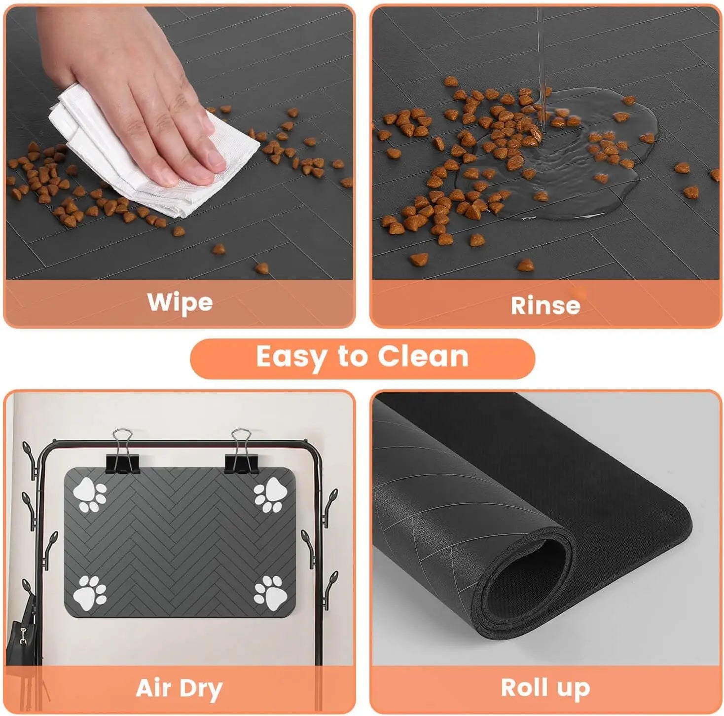 Absorbent Pet Feeding Mat - Waterproof Rubber-Backed Placemat for Dog & Cat Food and Water Bowls, Quick-Dry, Protects Floors