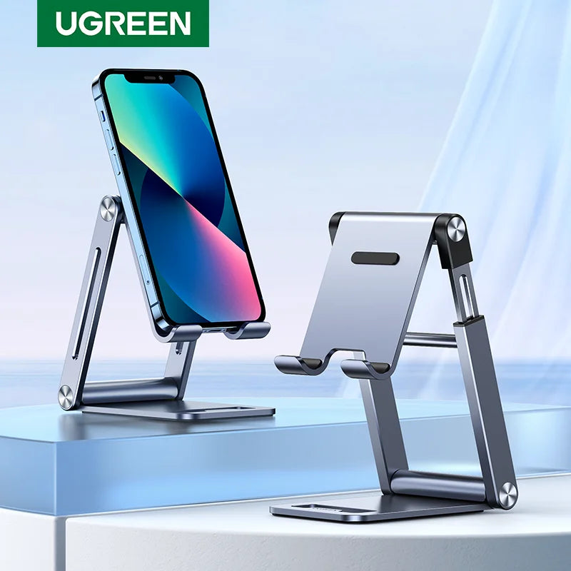 Aluminum Phone & Tablet Desk Stand - Adjustable Foldable Holder for iPhone iPad Galaxy, Anti-Slip Premium Aluminum, Ergonomic Tech Stand