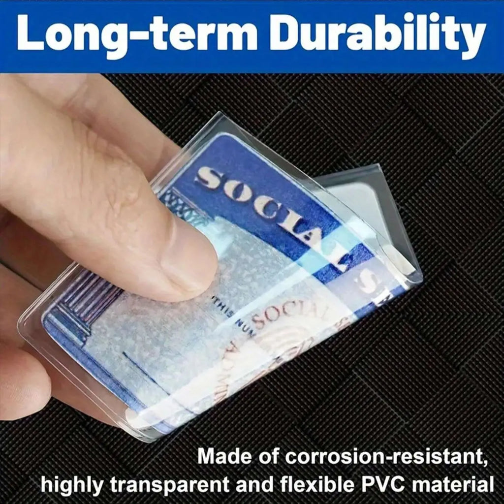 Card Sleeves — Waterproof, Clear PVC, Heavy Duty, Top Load, Credit Card Size, ID Badge Holder