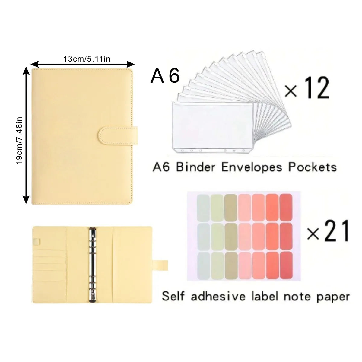 A6 Savings Notebook — Budget Planner, Cash Envelopes, Expense Tracker, Financial Organizer, PU Leather Cover