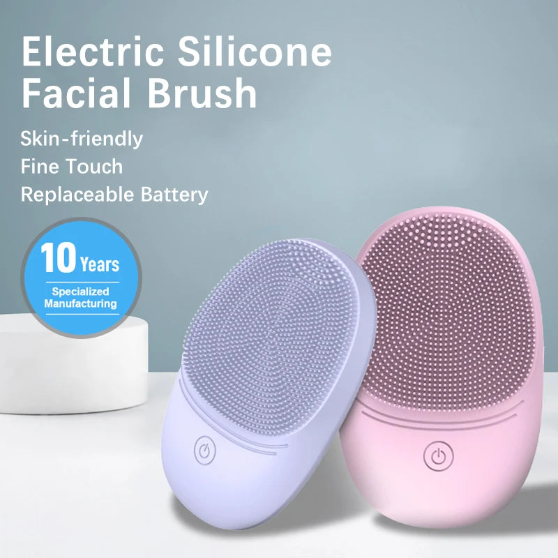 Sonic Silicone Facial Cleansing Brush - Electric Vibrating Face Scrubber, Deep Pore Exfoliator, Waterproof Skin Care Massager, USB Rechargeable