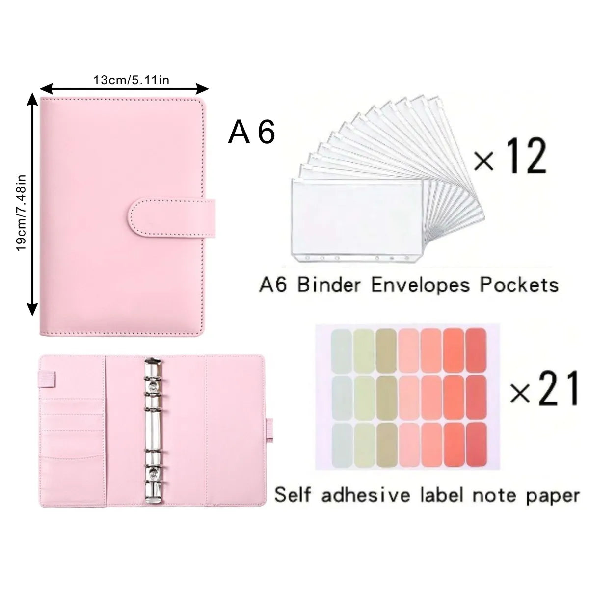 A6 Savings Notebook — Budget Planner, Cash Envelopes, Expense Tracker, Financial Organizer, PU Leather Cover