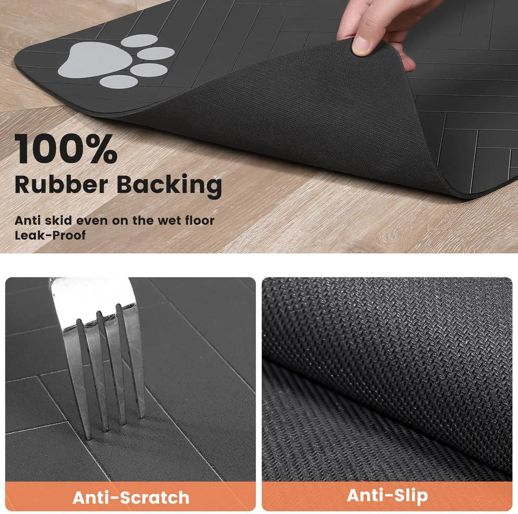 Absorbent Pet Feeding Mat - Waterproof Rubber-Backed Placemat for Dog & Cat Food and Water Bowls, Quick-Dry, Protects Floors