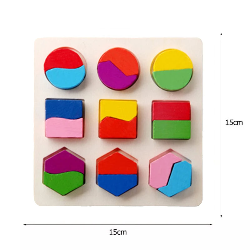 Wooden Peg Puzzles — 6-Pack, Toddler, Montessori, Educational, Fine Motor, Sorting