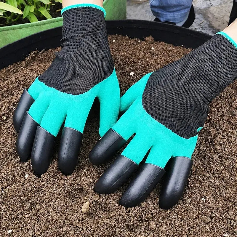 Garden Gloves with Claws - Waterproof Stab-Resistant Latex Gardening Gloves, Digging Planting Weeding, Non-Slip Grip, Unisex Outdoor Work Gloves
