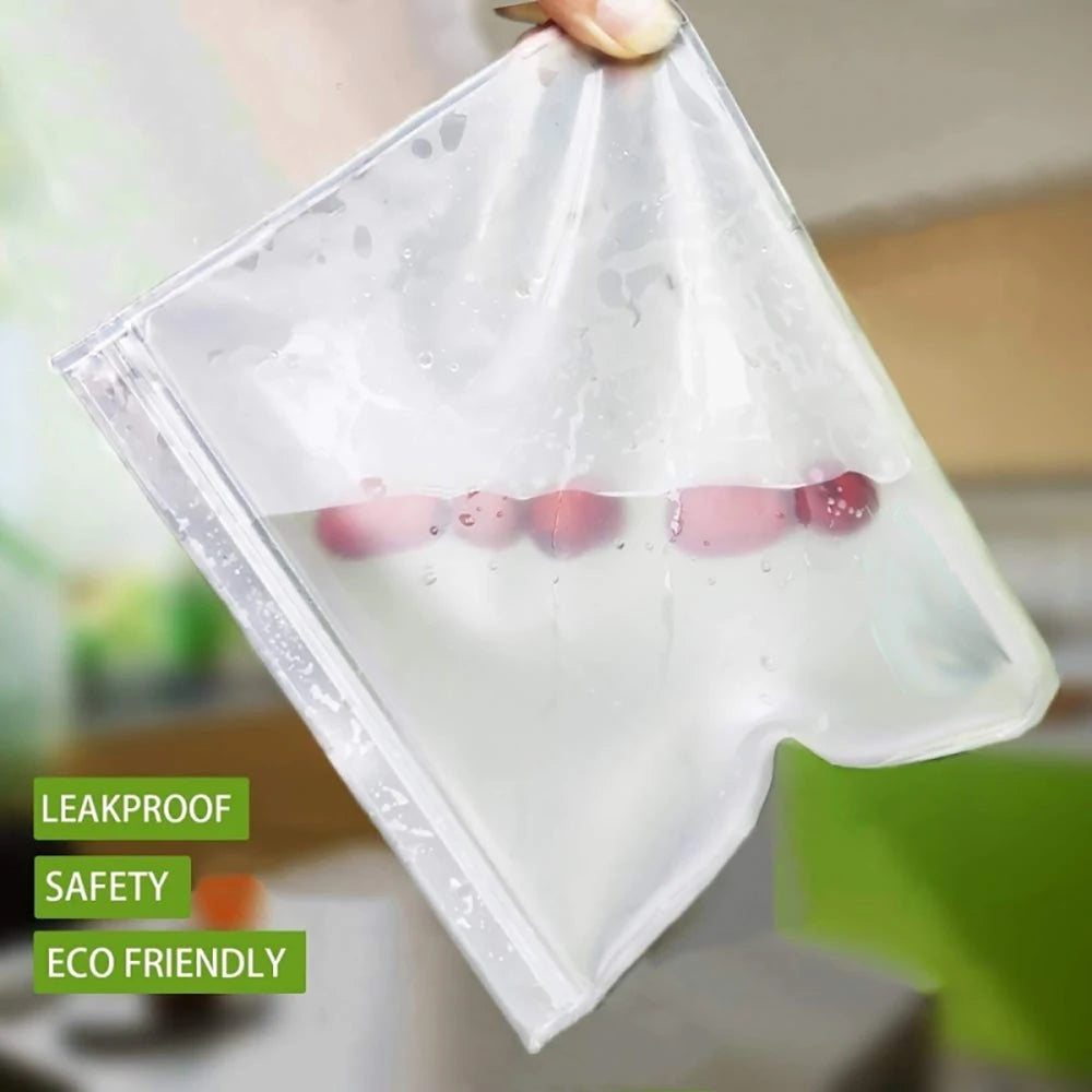 10-Piece Reusable Silicone Food Storage Bag Set - Leakproof, Stand-Up, Freezer & Microwave Safe (Plastic-Bag Replacement)