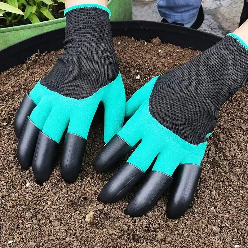 Garden Gloves with Claws - Waterproof Stab-Resistant Latex Gardening Gloves, Digging Planting Weeding, Non-Slip Grip, Unisex Outdoor Work Gloves
