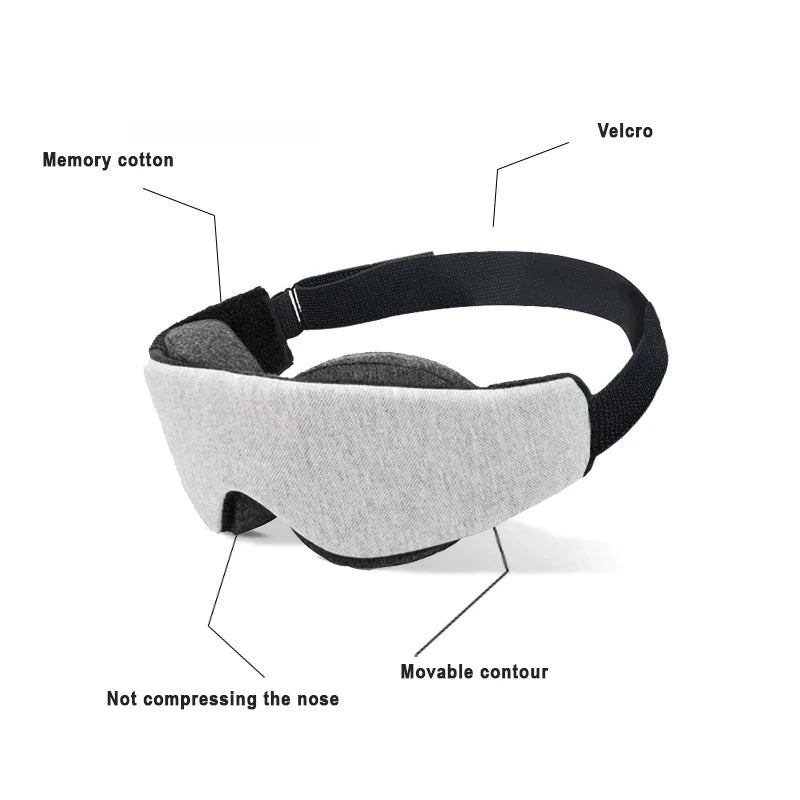 3D Contoured Blackout Sleep Mask - Zero-Pressure Eye Cup Design for Travel, Meditation, Insomnia & Side-Sleepers
