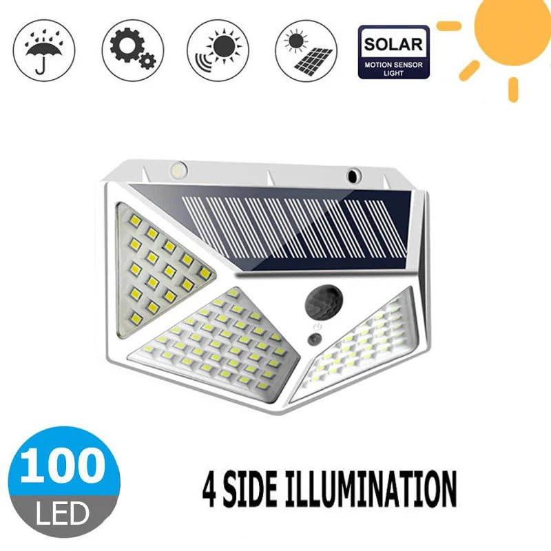 Solar Motion Security Light — Waterproof, Bright, Wireless, Outdoor, Wall-Mounted, Dusk-to-Dawn