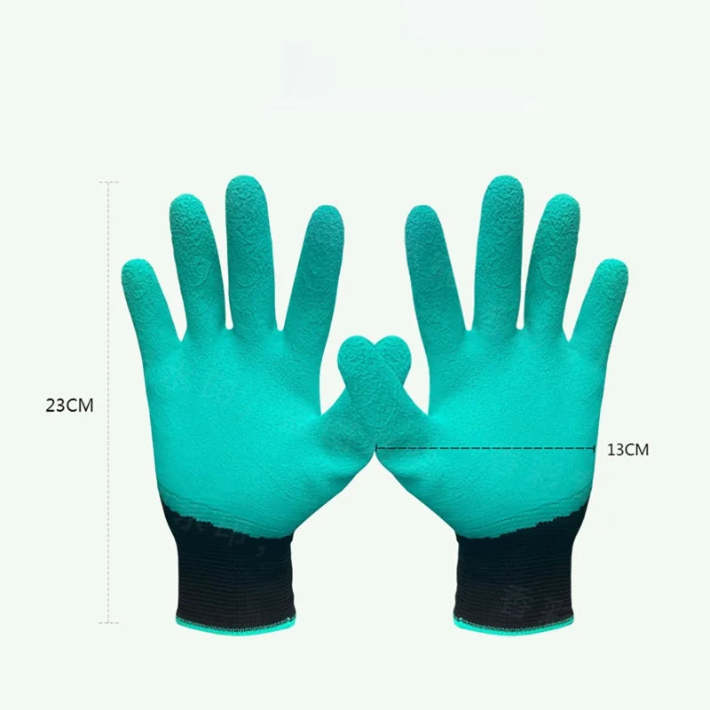 Garden Gloves with Claws - Waterproof Stab-Resistant Latex Gardening Gloves, Digging Planting Weeding, Non-Slip Grip, Unisex Outdoor Work Gloves