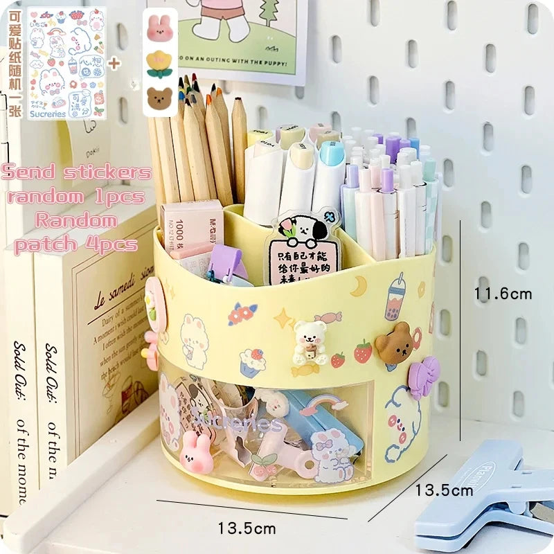 Rotating Desk Organizer - Multi-Compartment Pen Holder, 360 Spinning Office Stationary Caddy, Pencil Storage Box, Home Office Desktop Organizer