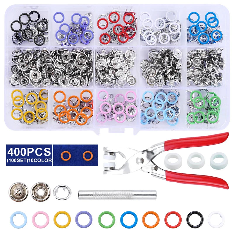Snap Button Pliers Kit — 100pcs, Durable, Heavy-Duty, DIY, Crafting