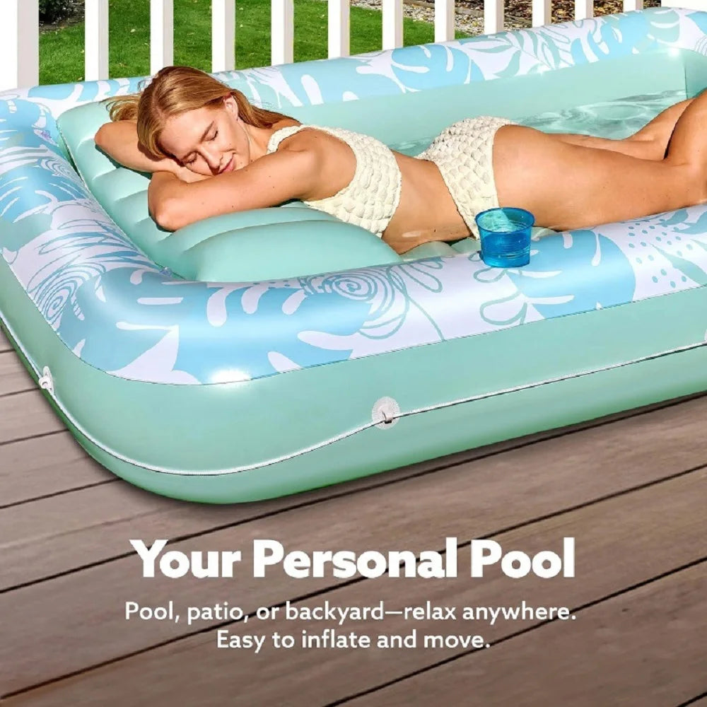 Inflatable Pool Lounge — Comfortable, Durable, with Cup Holder, Headrest, Backrest, Armrests