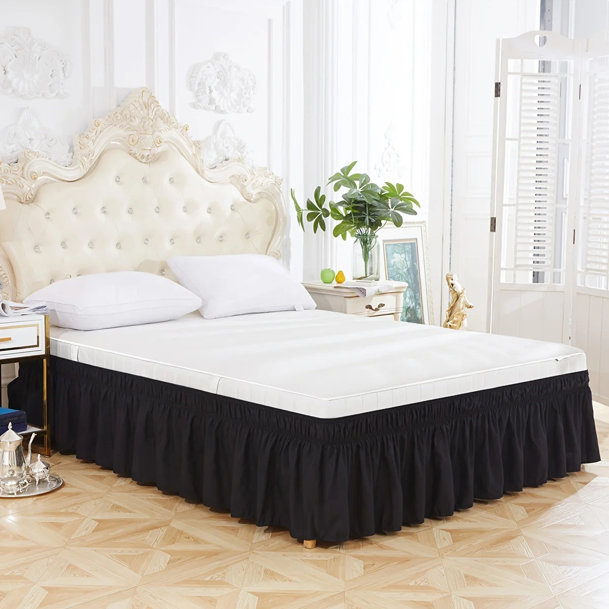 Bed Skirt — Wrinkle-Resistant, Easy Fit, Dust Ruffle, Platform-Free, All-Around Elastic, Durable Microfiber
