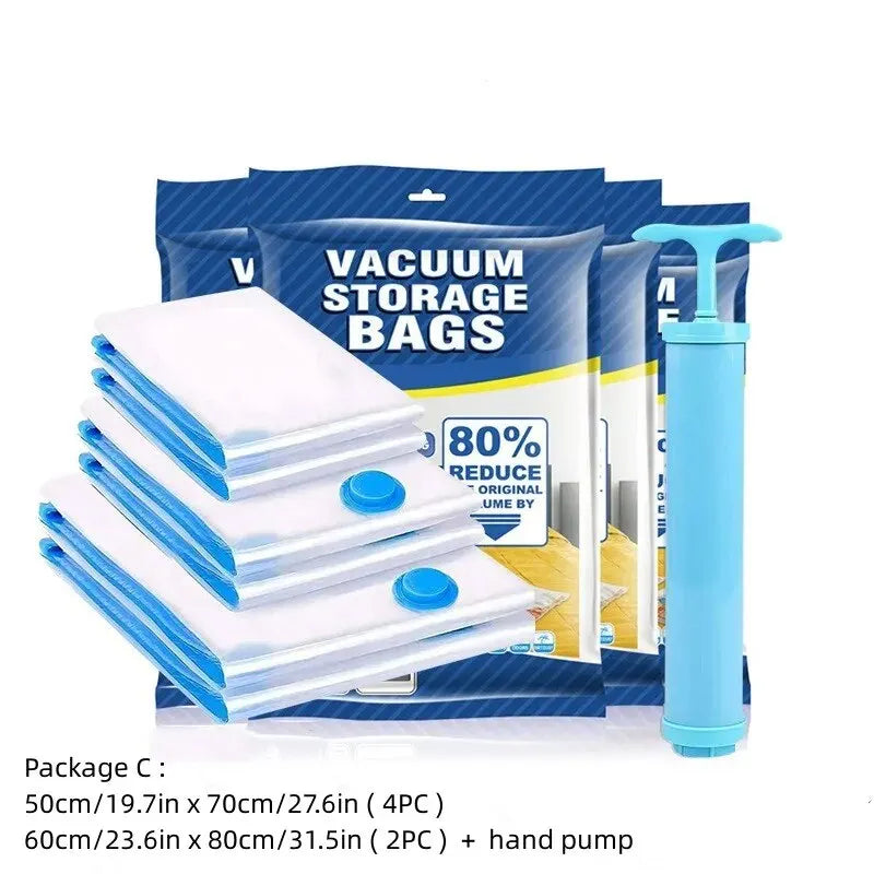Electric Vacuum Storage Bag Kit with Mini Pump - Compress Clothes, Bedding & Travel Luggage by 75% in 60 Seconds
