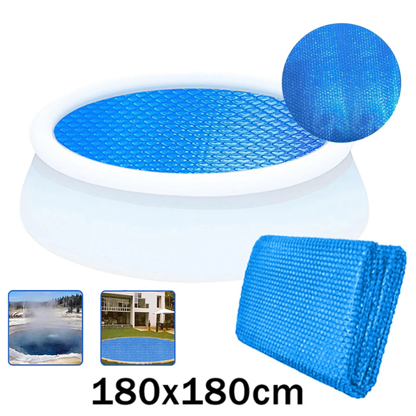 Solar Pool Cover — Round, Insulated, Durable, UV-Resistant, Bubble-Design, Heat-Retaining