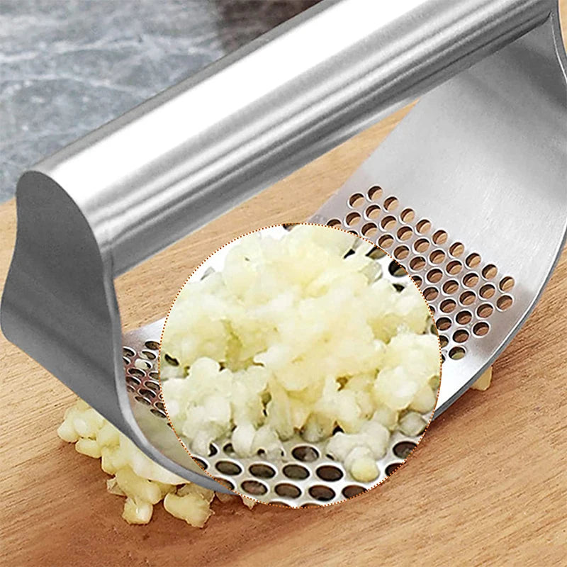 Stainless Steel Rocker Garlic Press - One-Hand Crusher for Garlic, Ginger & Herbs (No Peeling Needed, Dishwasher Safe)